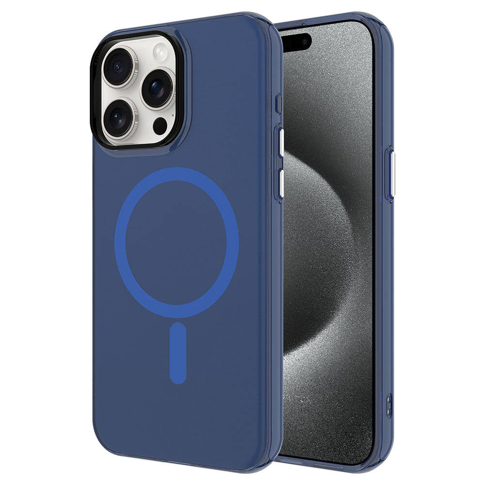 Apple iPhone 15 Pro Max Uyumlu Kılıf Zore M-safe Şarj Özellikli Buzlu Transparan C-Pro Sert Kapak