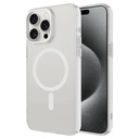 Apple iPhone 15 Pro Max Uyumlu Kılıf Zore M-safe Şarj Özellikli Buzlu Transparan C-Pro Sert Kapak