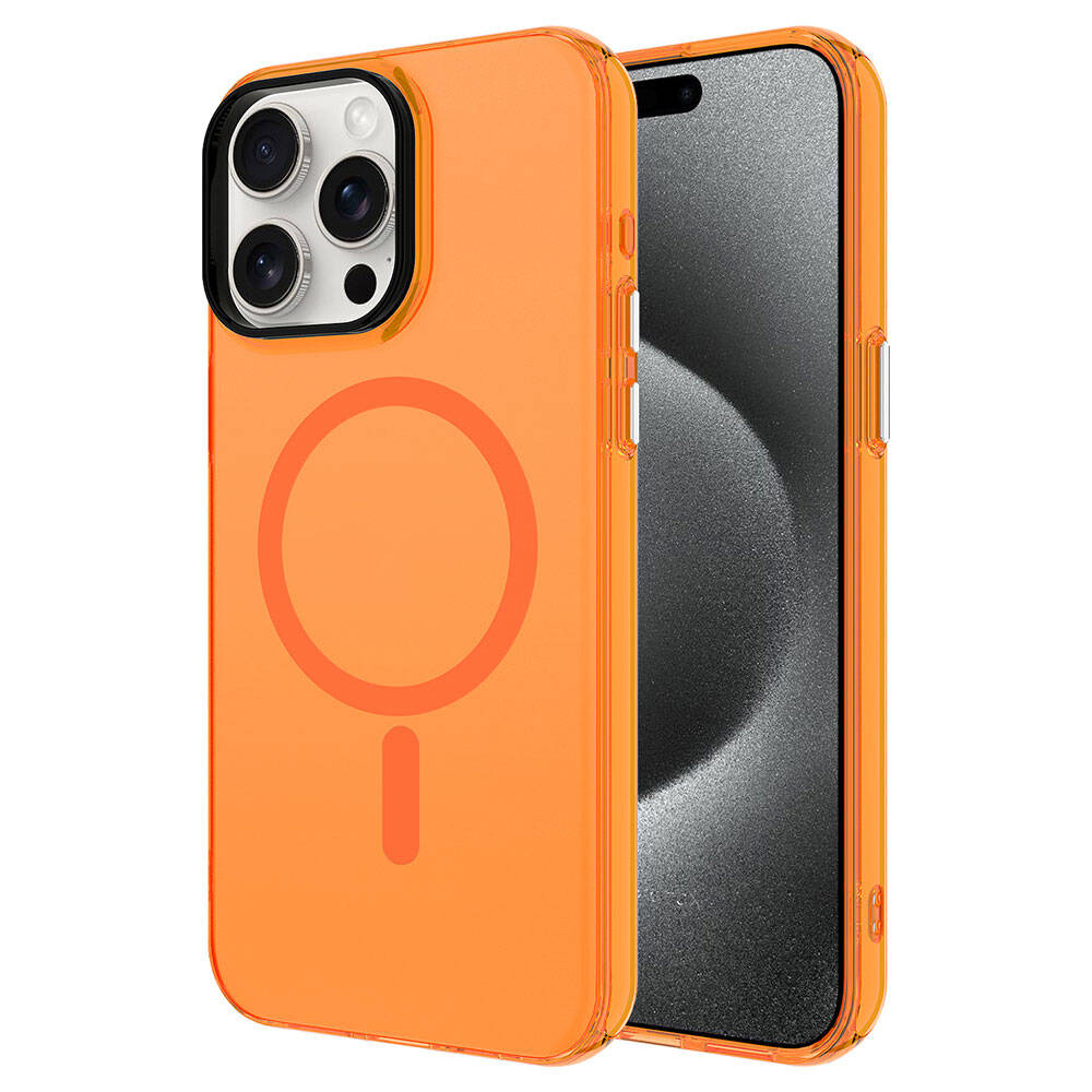 Apple iPhone 15 Pro Max Uyumlu Kılıf Zore M-safe Şarj Özellikli Buzlu Transparan C-Pro Sert Kapak