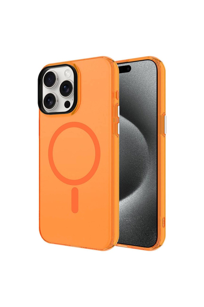 Apple iPhone 15 Pro Max Uyumlu Kılıf Zore M-safe Şarj Özellikli Buzlu Transparan C-Pro Sert Kapak