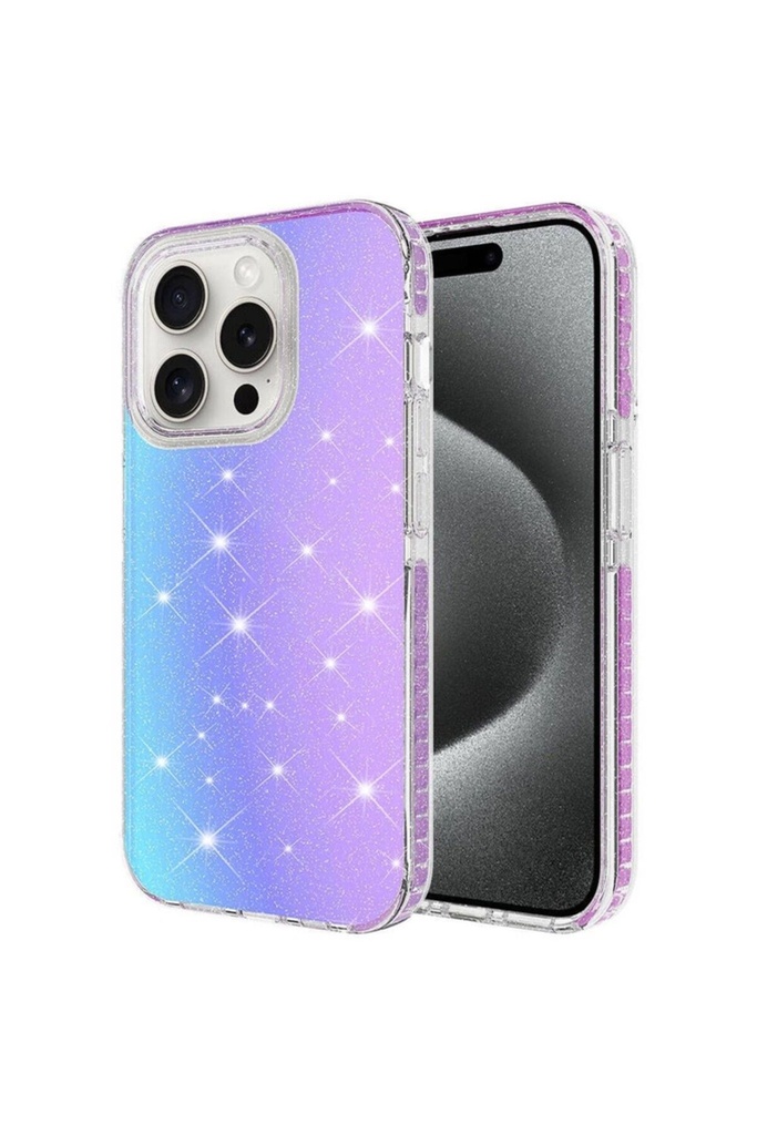 [RNZ-TA96737] Apple iPhone 15 Pro Max Uyumlu Kılıf Parlak Renk Geçişli Zore Velle Kapak (Mor)