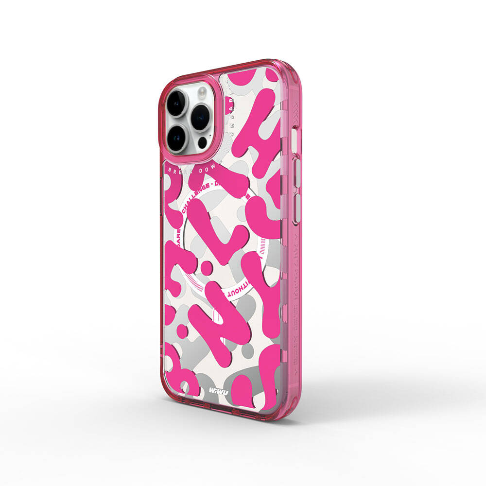 [RNZ-TA97720] Apple iPhone 15 Pro Uyumlu Kılıf M-safe Şarj Özellikli Boya Desenli Wiwu Fluorescent G Serisi Kapak (Mor)