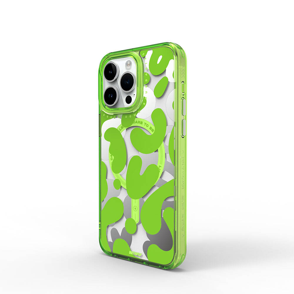 Apple iPhone 15 Pro Uyumlu Kılıf M-safe Şarj Özellikli Boya Desenli Wiwu Fluorescent G Serisi Kapak