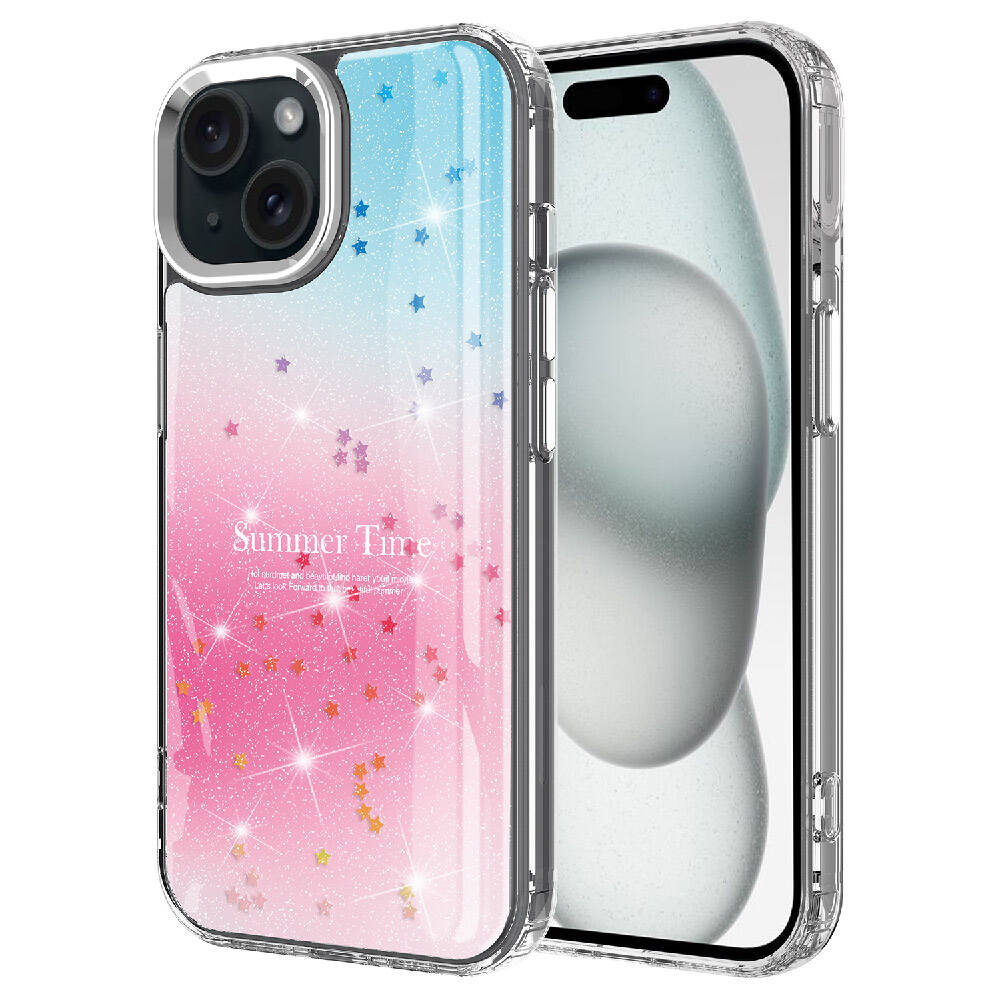 Apple iPhone 14 Uyumlu Kılıf Simli Desenli Parlak Zore Task Kapak