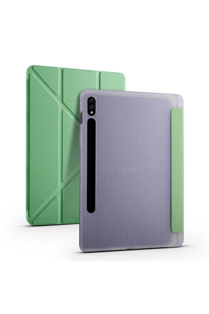 Samsung Galaxy Tab S7 T870 Uyumlu Kılıf Zore Tri Folding Kalem Bölmeli Standlı Kılıf