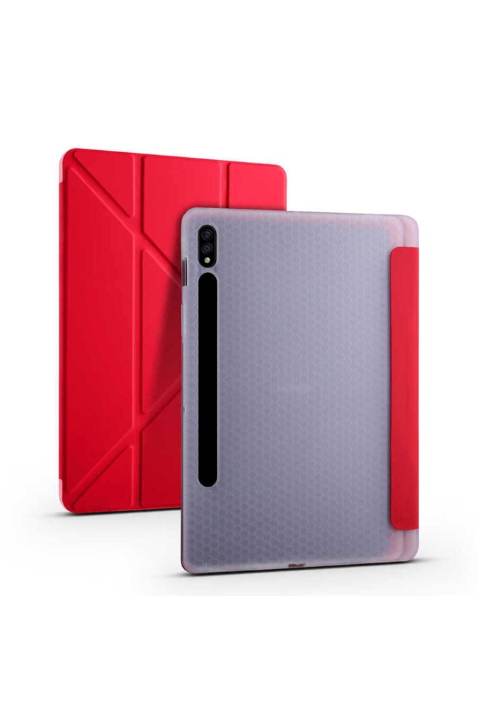 Samsung Galaxy Tab S7 T870 Uyumlu Kılıf Zore Tri Folding Kalem Bölmeli Standlı Kılıf