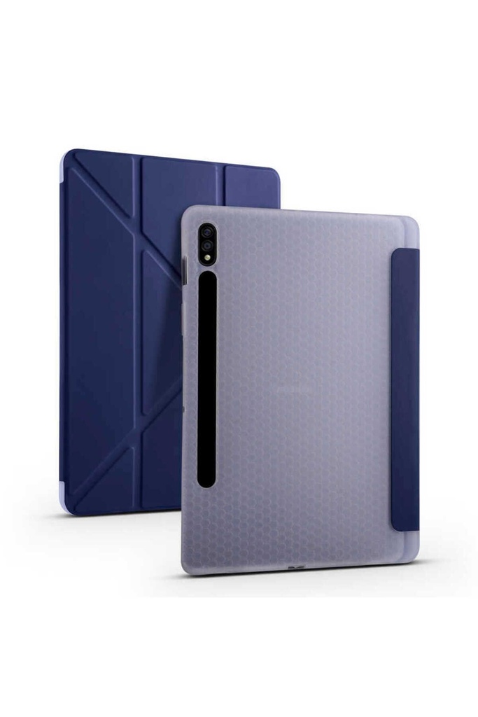 Samsung Galaxy Tab S7 T870 Uyumlu Kılıf Zore Tri Folding Kalem Bölmeli Standlı Kılıf