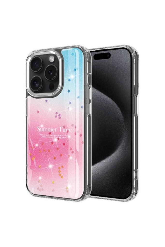 Apple iPhone 15 Pro Max Uyumlu Kılıf Simli Desenli Parlak Zore Task Kapak