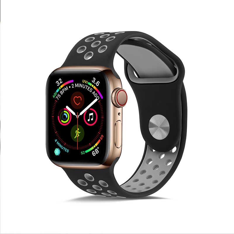 Apple Watch 38mm Uyumlu Kordon Silikon Esnek Yumuşak Delikli Spor KRD-02 Kayış