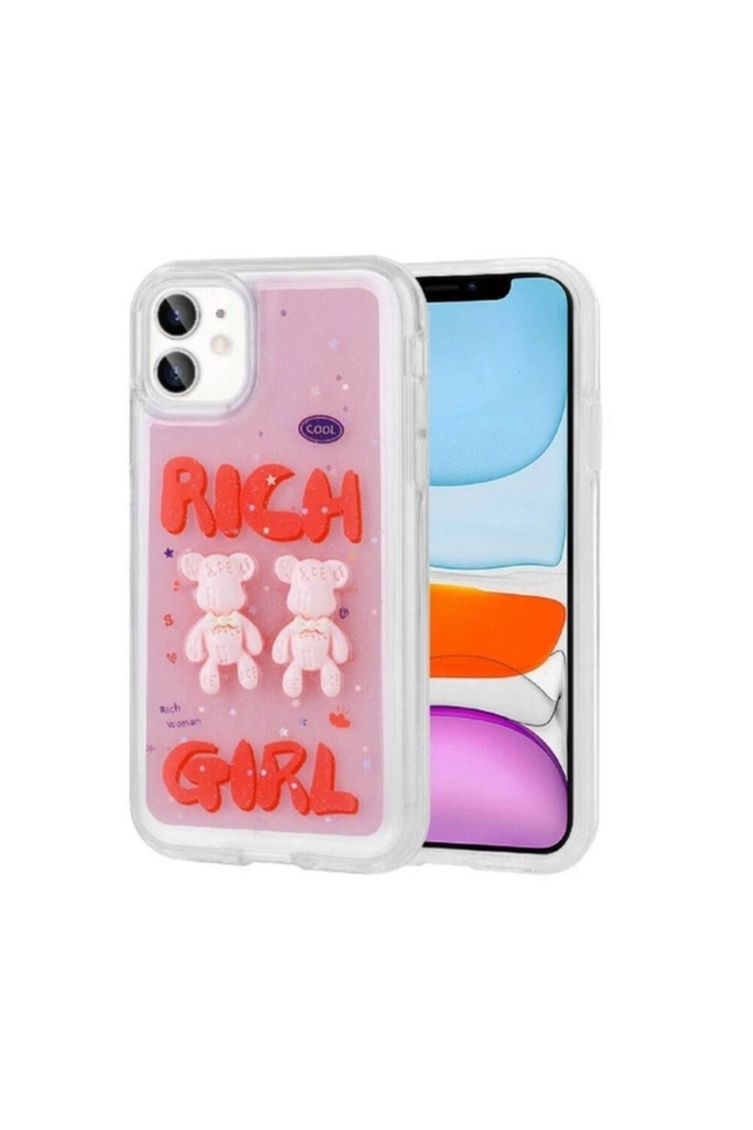 [RNZ-TA96760] Apple iPhone 11 Uyumlu Kılıf Kabartma Figürlü Parlak Zore Minimini Silikon Kapak (Kırmızı)