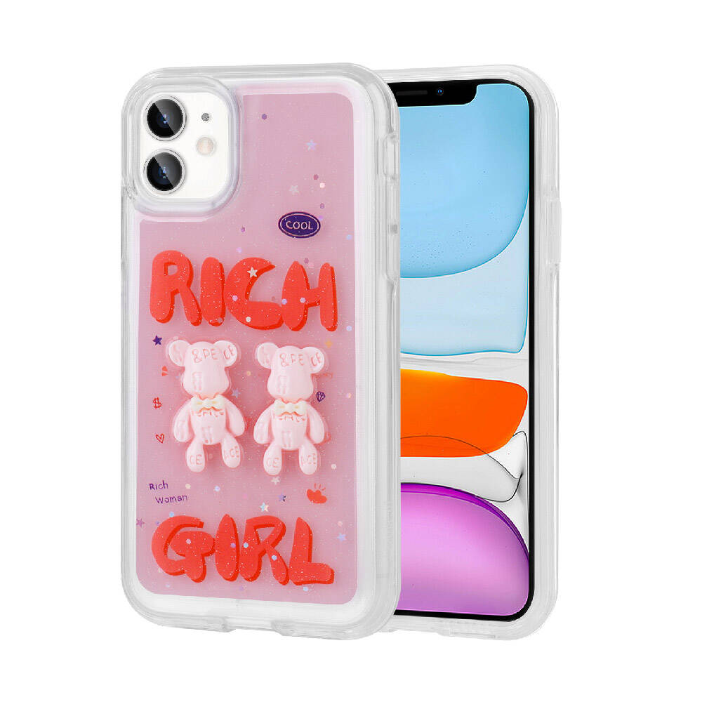 [RNZ-TA96760] Apple iPhone 11 Uyumlu Kılıf Kabartma Figürlü Parlak Zore Minimini Silikon Kapak (Kırmızı)
