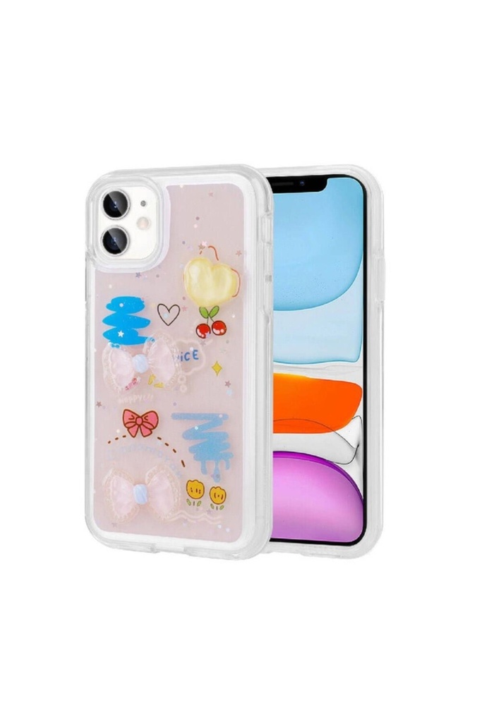 Apple iPhone 11 Uyumlu Kılıf Kabartma Figürlü Parlak Zore Minimini Silikon Kapak