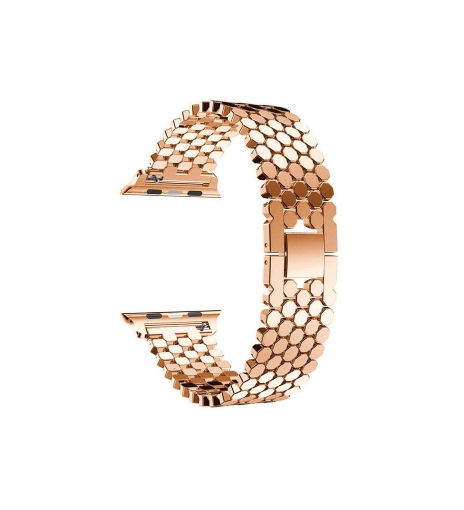 Apple Watch 38mm Uyumlu Kordon Metal Bal Peteği Şık Tasarım KRD-30 Kayış