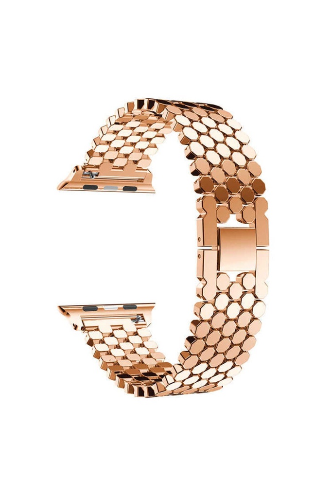 Apple Watch 44mm Uyumlu Kordon Metal Bal Peteği Şık Tasarım KRD-30 Kayış
