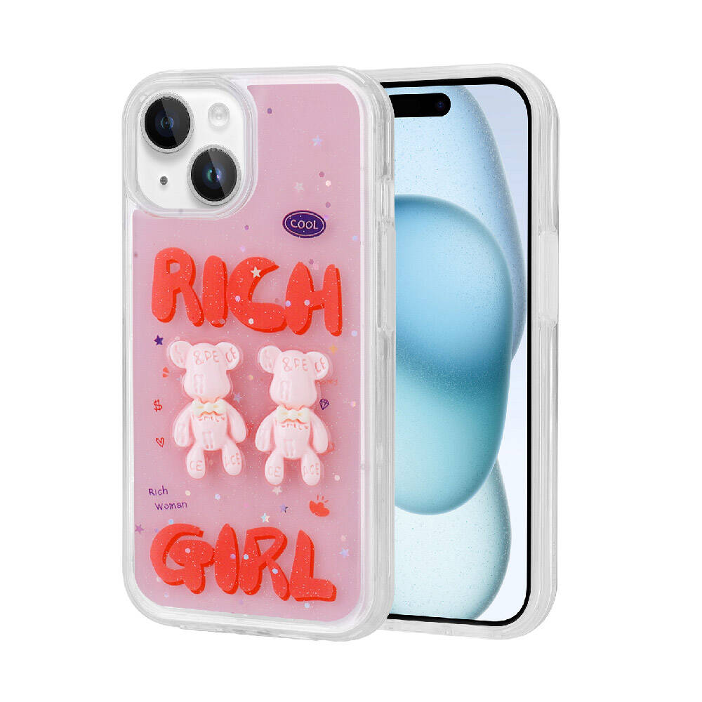 [RNZ-TA96763] Apple iPhone 13 Uyumlu Kılıf Kabartma Figürlü Parlak Zore Minimini Silikon Kapak (Kırmızı)