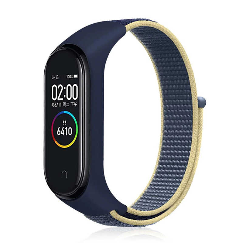 Xiaomi Mi Band 3 Uyumlu Kordon Hasır Örgü Cırt Cırtlı Terletmeyen Zore KRD-03 Kumaş Kayış