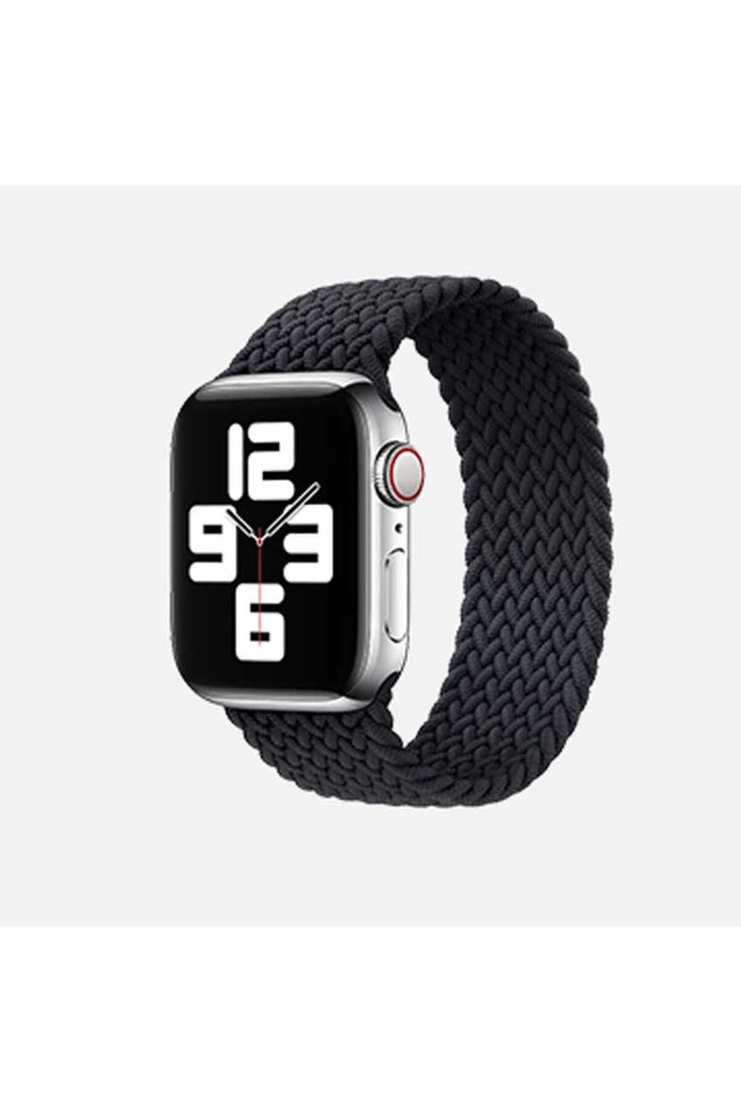 [RNZ-TA47016] Apple Watch 40mm Uyumlu Kordon Hasır Örgü Esnek KRD-32 Small Kayış (Siyah)