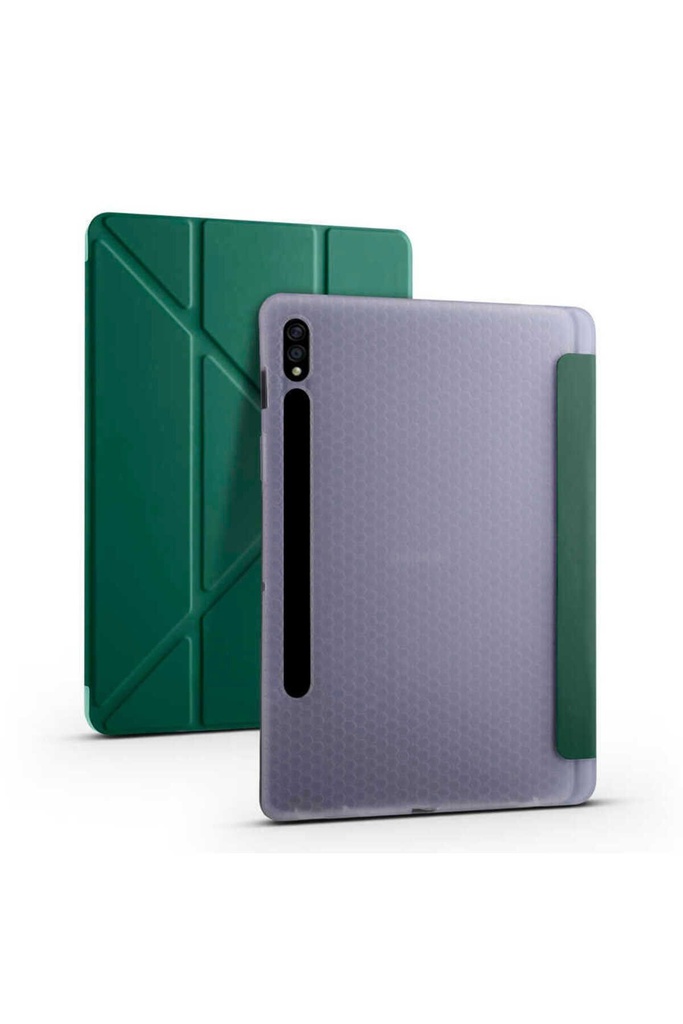 Samsung Galaxy Tab S7 Plus T970 Uyumlu Kılıf Zore Tri Folding Kalem Bölmeli Standlı Kılıf