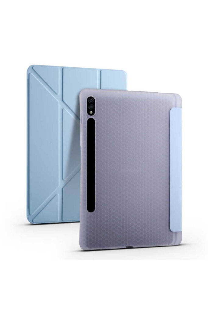 Samsung Galaxy Tab S7 Plus T970 Uyumlu Kılıf Zore Tri Folding Kalem Bölmeli Standlı Kılıf