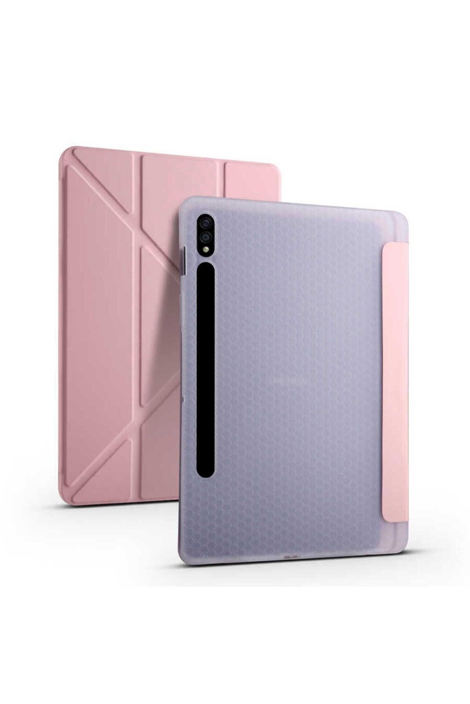 Samsung Galaxy Tab S7 Plus T970 Uyumlu Kılıf Zore Tri Folding Kalem Bölmeli Standlı Kılıf