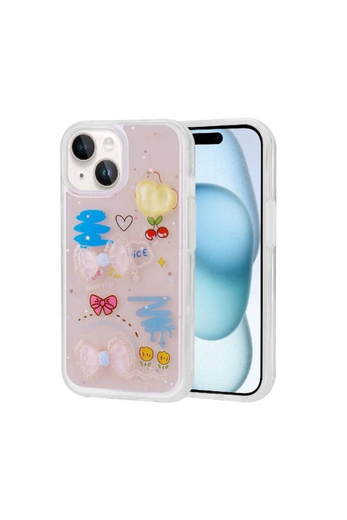 Apple iPhone 14 Uyumlu Kılıf Kabartma Figürlü Parlak Zore Minimini Silikon Kapak