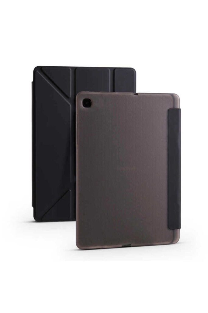 [RNZ-TA47042] Samsung Galaxy Tab S6 Lite P610 Uyumlu Kılıf Zore Tri Folding Kalem Bölmeli Standlı Kılıf (Siyah)