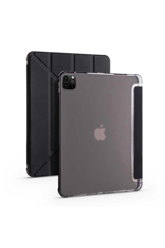 [RNZ-TA47050] Apple iPad Pro 12.9 2020 (4.Nesil) Uyumlu Kılıf Zore Tri Folding Kalem Bölmeli Standlı Kılıf (Siyah)