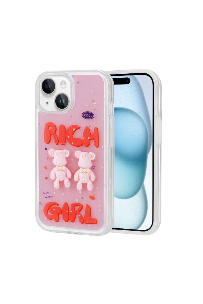 [RNZ-TA96769] Apple iPhone 15 Uyumlu Kılıf Kabartma Figürlü Parlak Zore Minimini Silikon Kapak (Kırmızı)