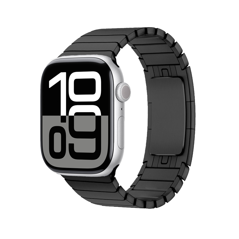 [RNZ-TA47612] Apple Watch 42mm Uyumlu Kordon Paslanmaz Çelik Luxury Metal KRD-35 Kayış (Siyah)