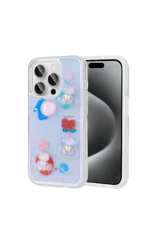 Apple iPhone 15 Pro Max Uyumlu Kılıf Kabartma Figürlü Parlak Zore Minimini Silikon Kapak