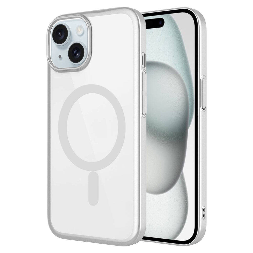 Apple iPhone 15 Uyumlu Kılıf Wireless Şarj Özellikli Sert PC Zore Mat Riksos M-safe Kapak