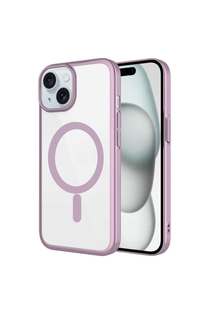 Apple iPhone 15 Uyumlu Kılıf Wireless Şarj Özellikli Sert PC Zore Mat Riksos M-safe Kapak