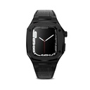 ​​​Apple Watch 7 45mm Uyumlu Kordon Deri Kordon Metal Kasa Korumalı Luxury KRD-67 Kayış