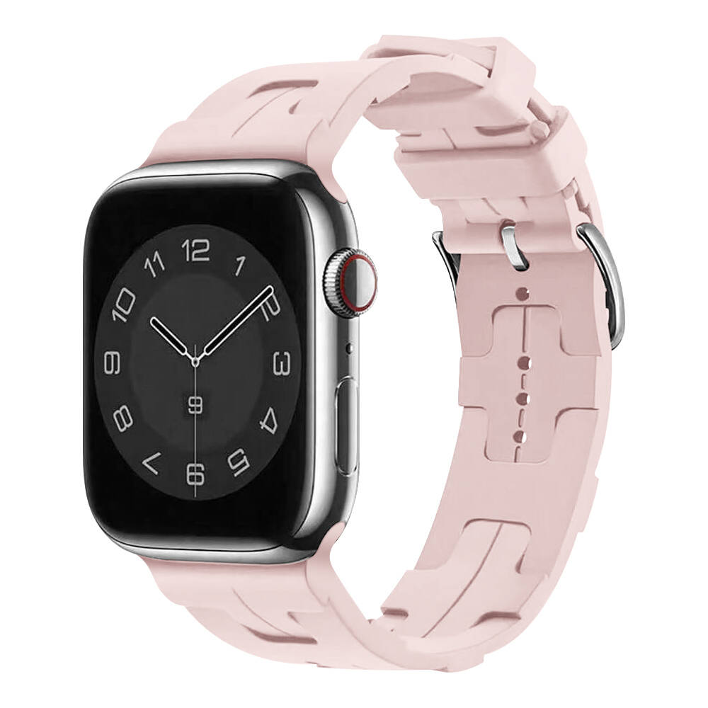 Apple Watch 40mm Uyumlu Kordon Silikon Yumuşak Esnek Metal Klipsli KRD-92 Kayış
