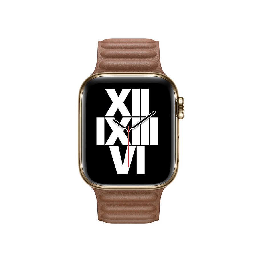 ​​​Apple Watch 44mm Uyumlu Kordon Suni Deri Baklalı KRD-34 Kayış