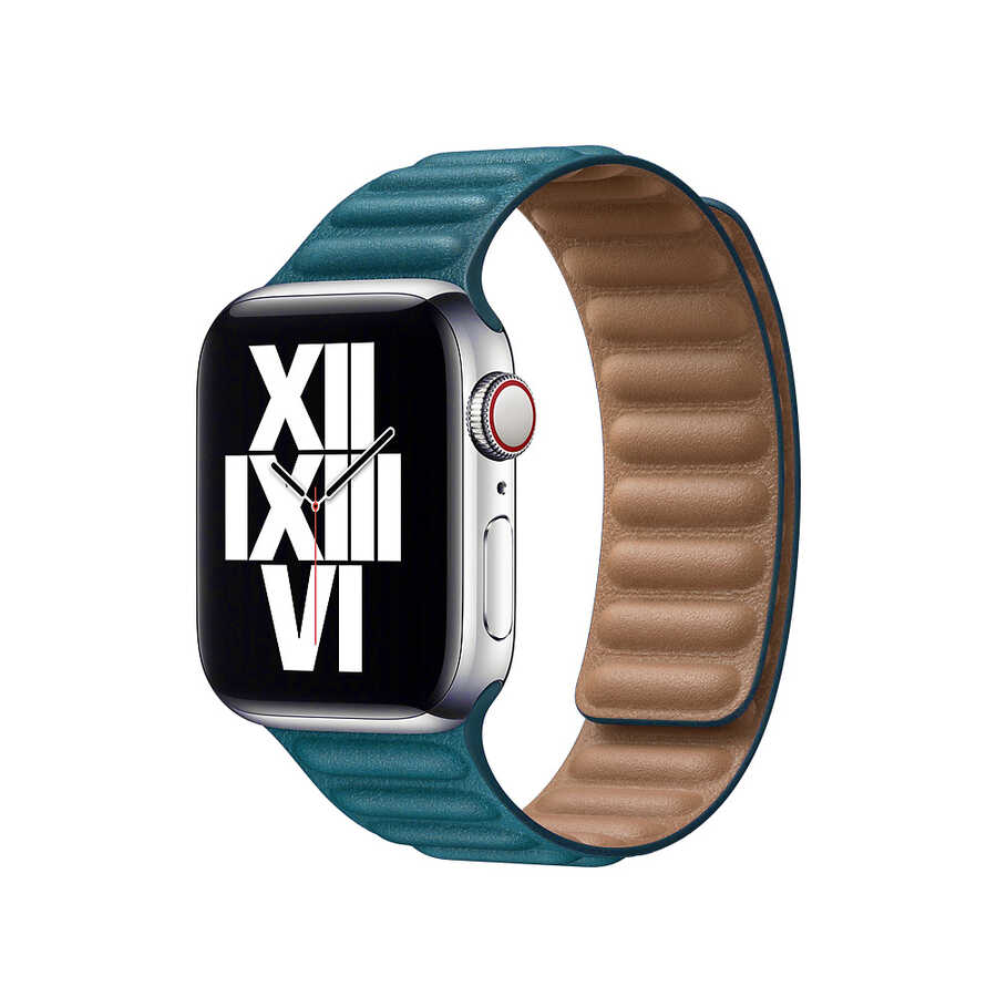 ​​​Apple Watch 42mm Uyumlu Kordon Suni Deri Baklalı KRD-34 Kayış