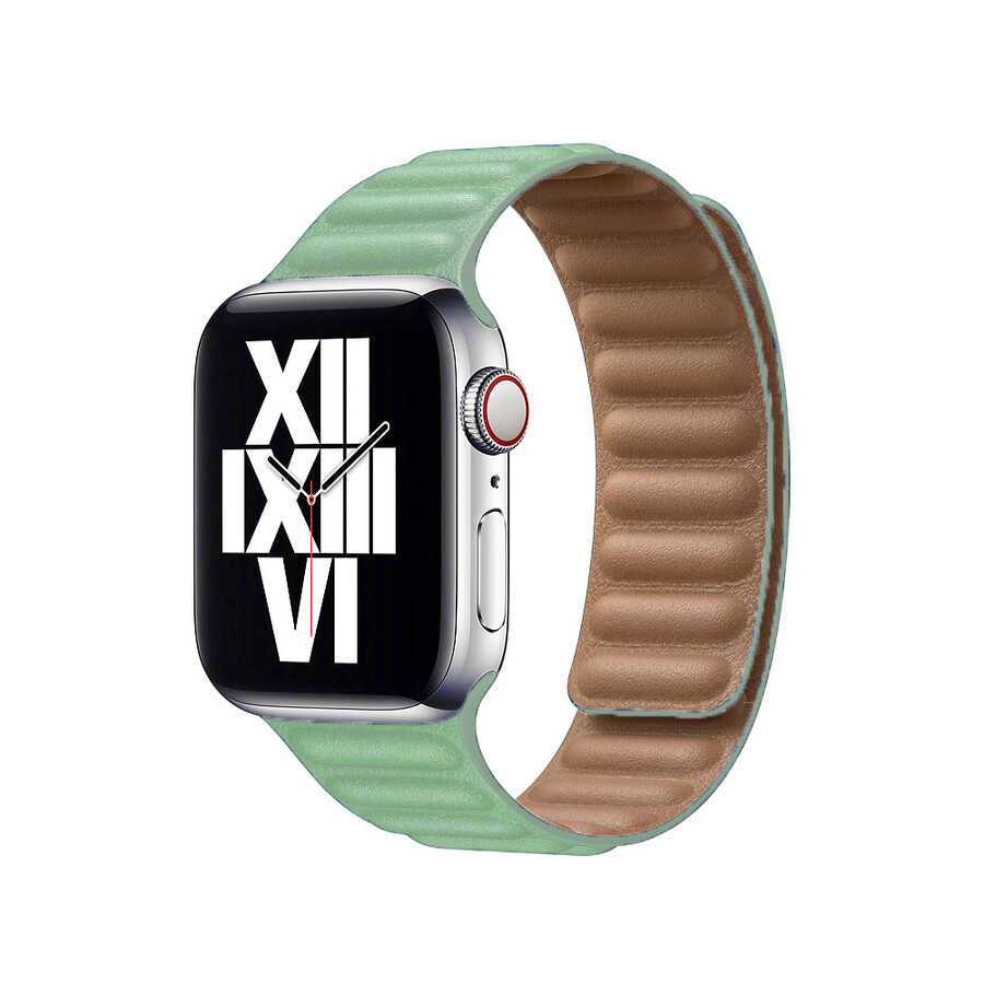 ​​​Apple Watch 40mm Uyumlu Kordon Suni Deri Baklalı KRD-34 Kayış