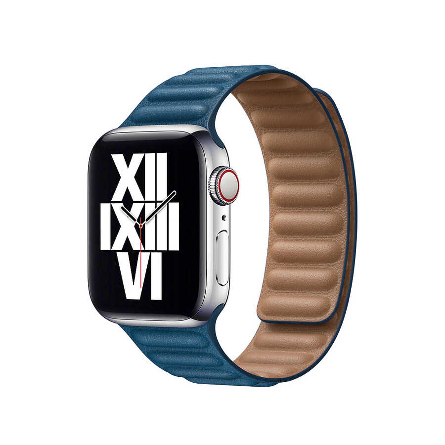 ​​​Apple Watch 38mm Uyumlu Kordon Suni Deri Baklalı KRD-34 Kayış