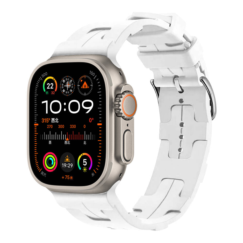 Apple Watch Ultra 49mm Uyumlu Kordon Silikon Yumuşak Esnek Metal Klipsli KRD-92 Kayış