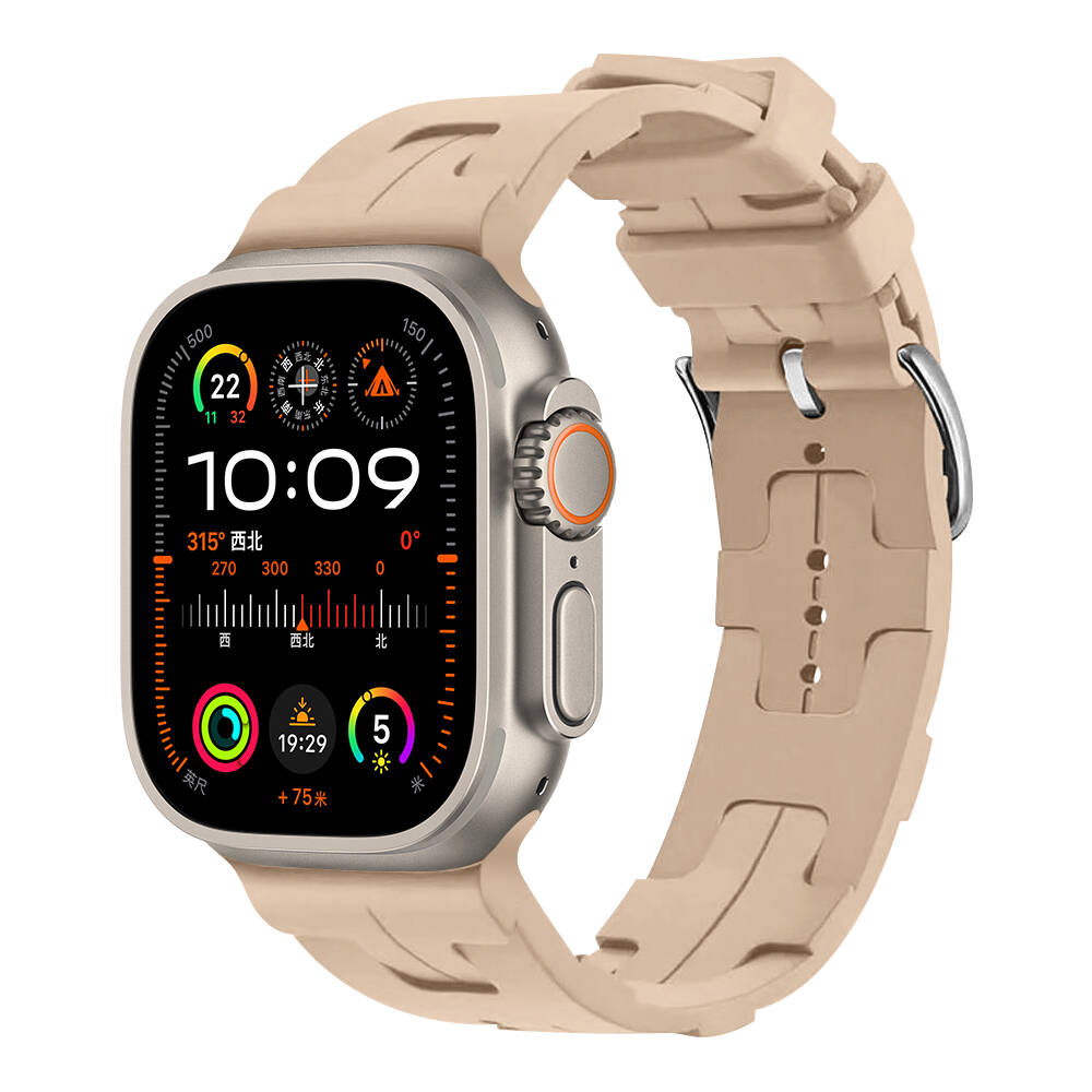 Apple Watch Ultra 49mm Uyumlu Kordon Silikon Yumuşak Esnek Metal Klipsli KRD-92 Kayış