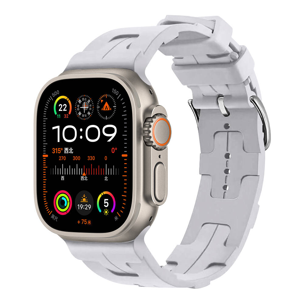 Apple Watch Ultra 49mm Uyumlu Kordon Silikon Yumuşak Esnek Metal Klipsli KRD-92 Kayış