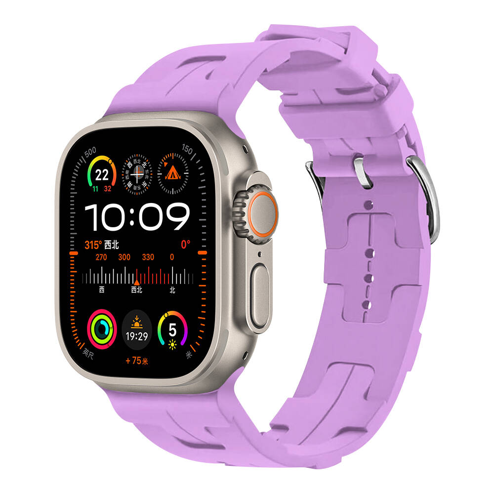 Apple Watch Ultra 49mm Uyumlu Kordon Silikon Yumuşak Esnek Metal Klipsli KRD-92 Kayış