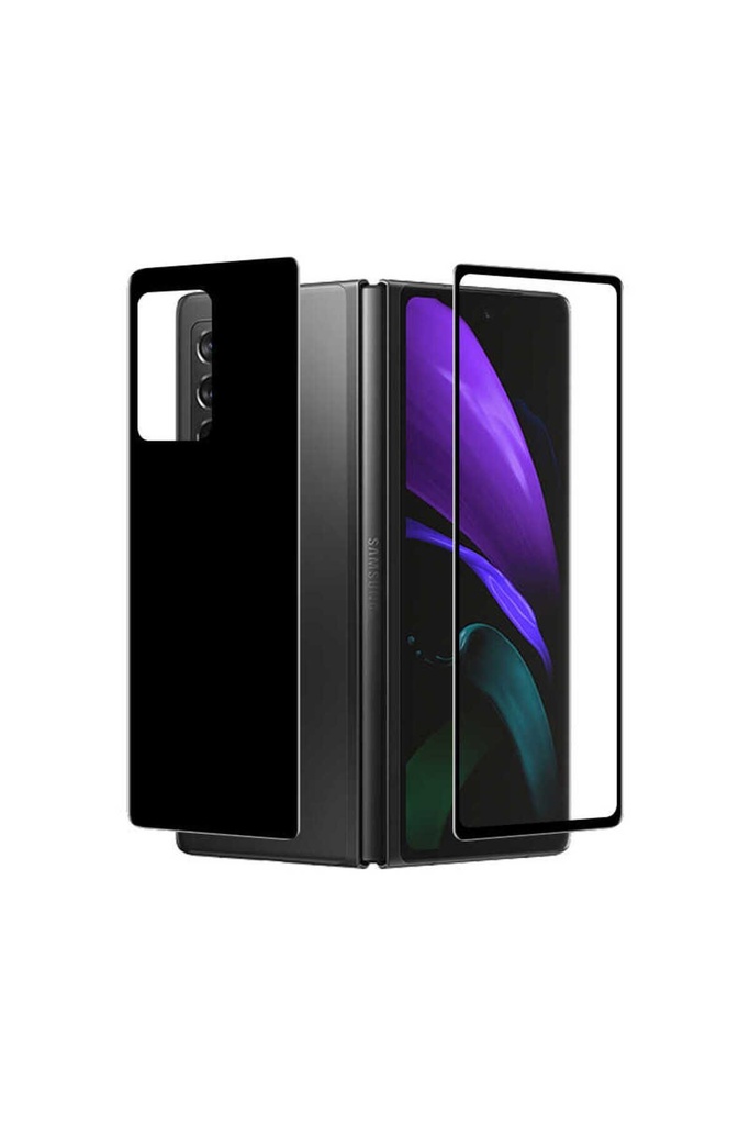[RNZ-TA53081] Samsung Galaxy Z Fold 2 Uyumlu Zore Ön Arka 5D Full Yapışkanlı Temperli Ekran Koruyucu (Siyah)