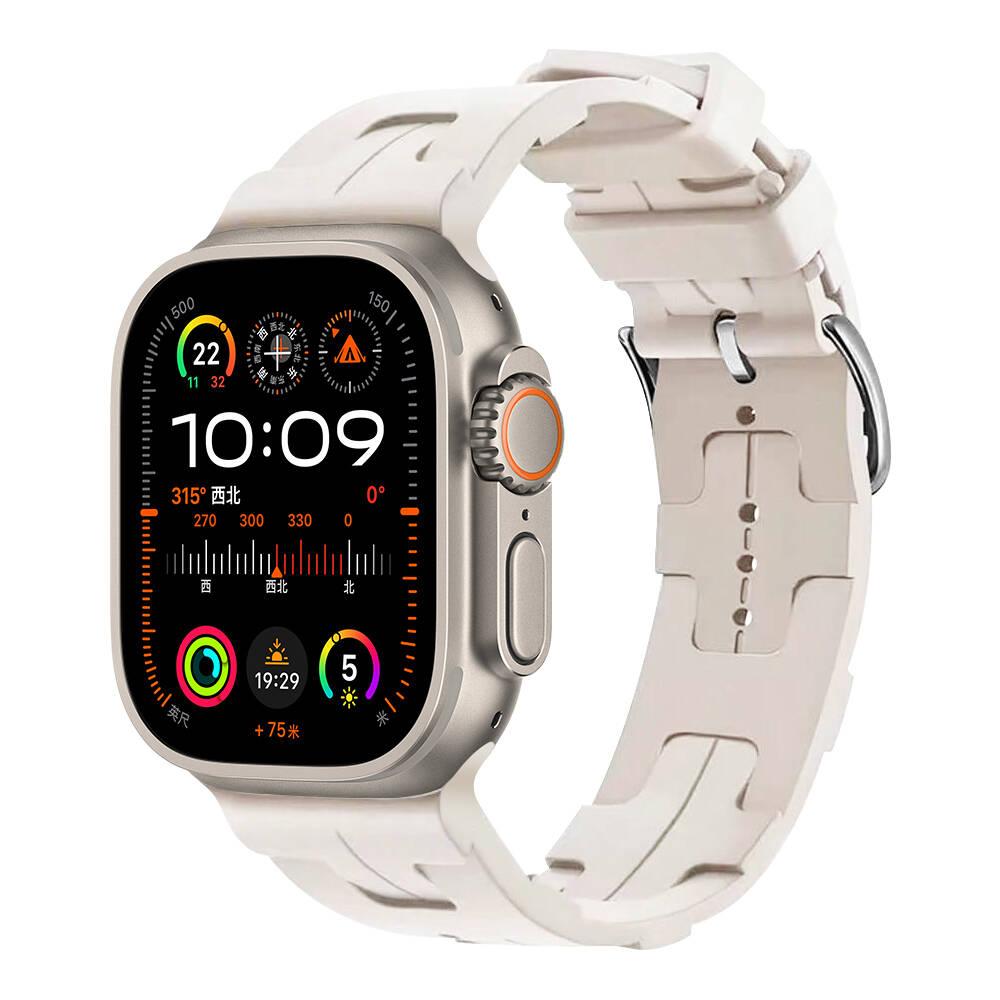 Apple Watch Ultra 49mm Uyumlu Kordon Silikon Yumuşak Esnek Metal Klipsli KRD-92 Kayış