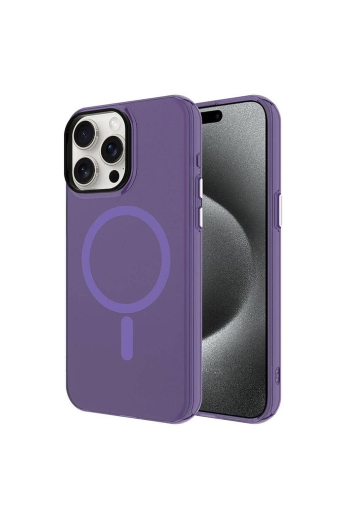 Apple iPhone 15 Pro Uyumlu Kılıf Zore M-safe Şarj Özellikli Buzlu Transparan C-Pro Sert Kapak