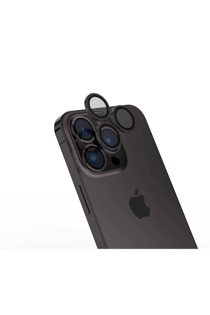 [RNZ-TA97514] Apple iPhone 15 Pro Uyumlu Zore Safir CL-15 Parmak İzi Bırakmayan Anti-Reflective Kamera Lens Koruyucu (Siyah)