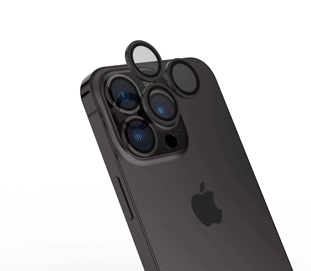 [RNZ-TA97514] Apple iPhone 15 Pro Uyumlu Zore Safir CL-15 Parmak İzi Bırakmayan Anti-Reflective Kamera Lens Koruyucu (Siyah)