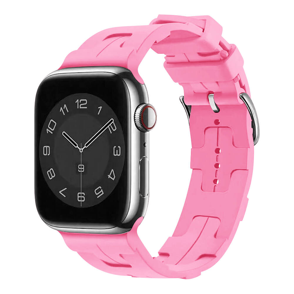 Apple Watch 7 41mm Uyumlu Kordon Silikon Yumuşak Esnek Metal Klipsli KRD-92 Kayış