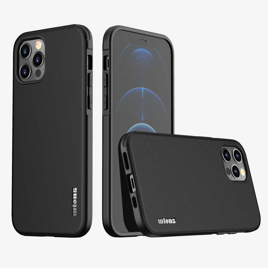 [RNZ-TA55811] Apple iPhone 12 Pro Uyumlu Kılıf Wlons Hill Kapak (Siyah)