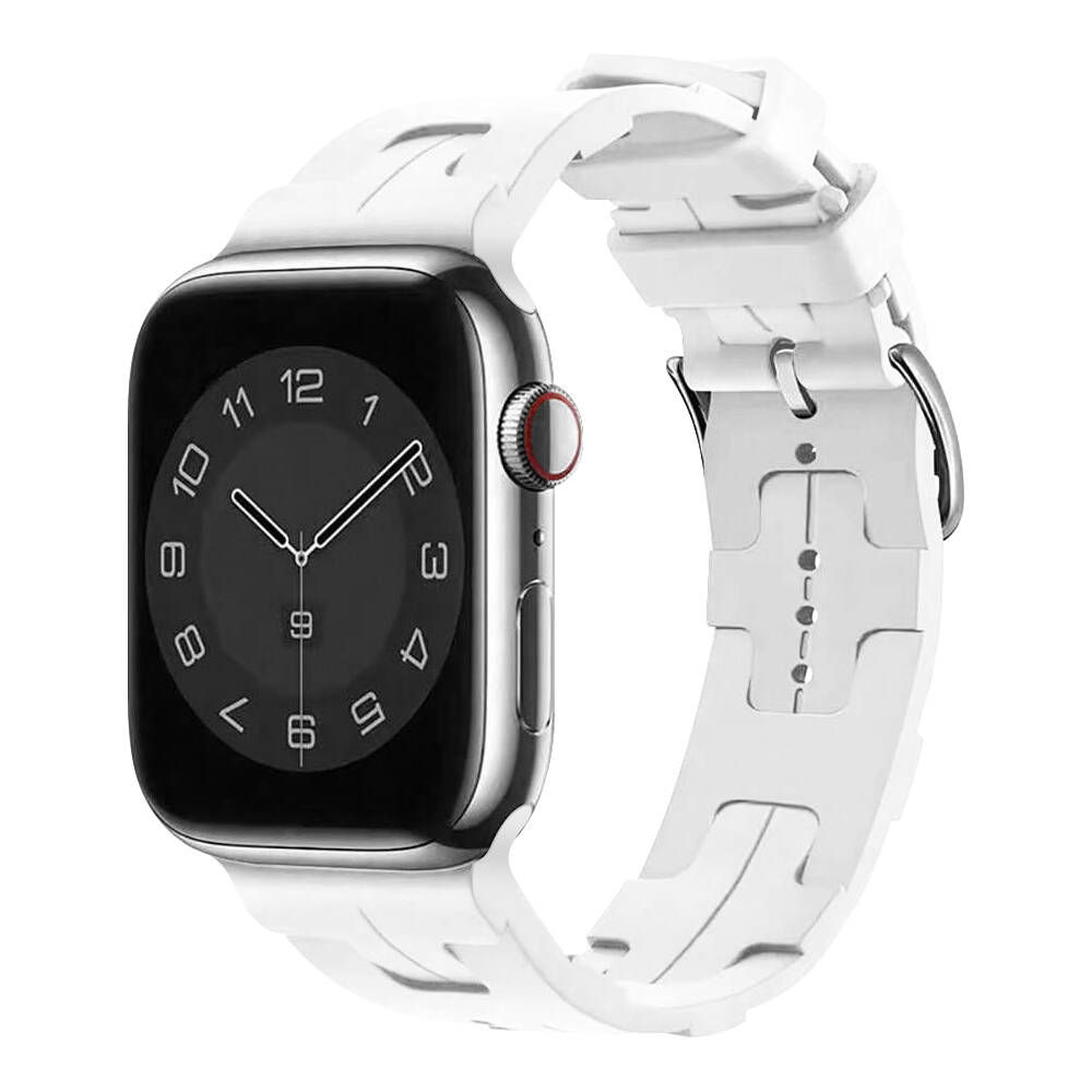 Apple Watch 7 45mm Uyumlu Kordon Silikon Yumuşak Esnek Metal Klipsli KRD-92 Kayış